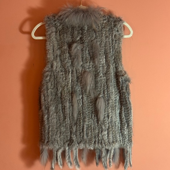 COPY - Grey Rabbit Fur Vest, Size Large - Picture 2 of 6